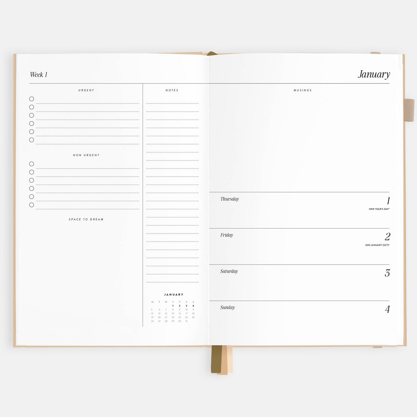 2026 Taupe A5 Horizontal Planner