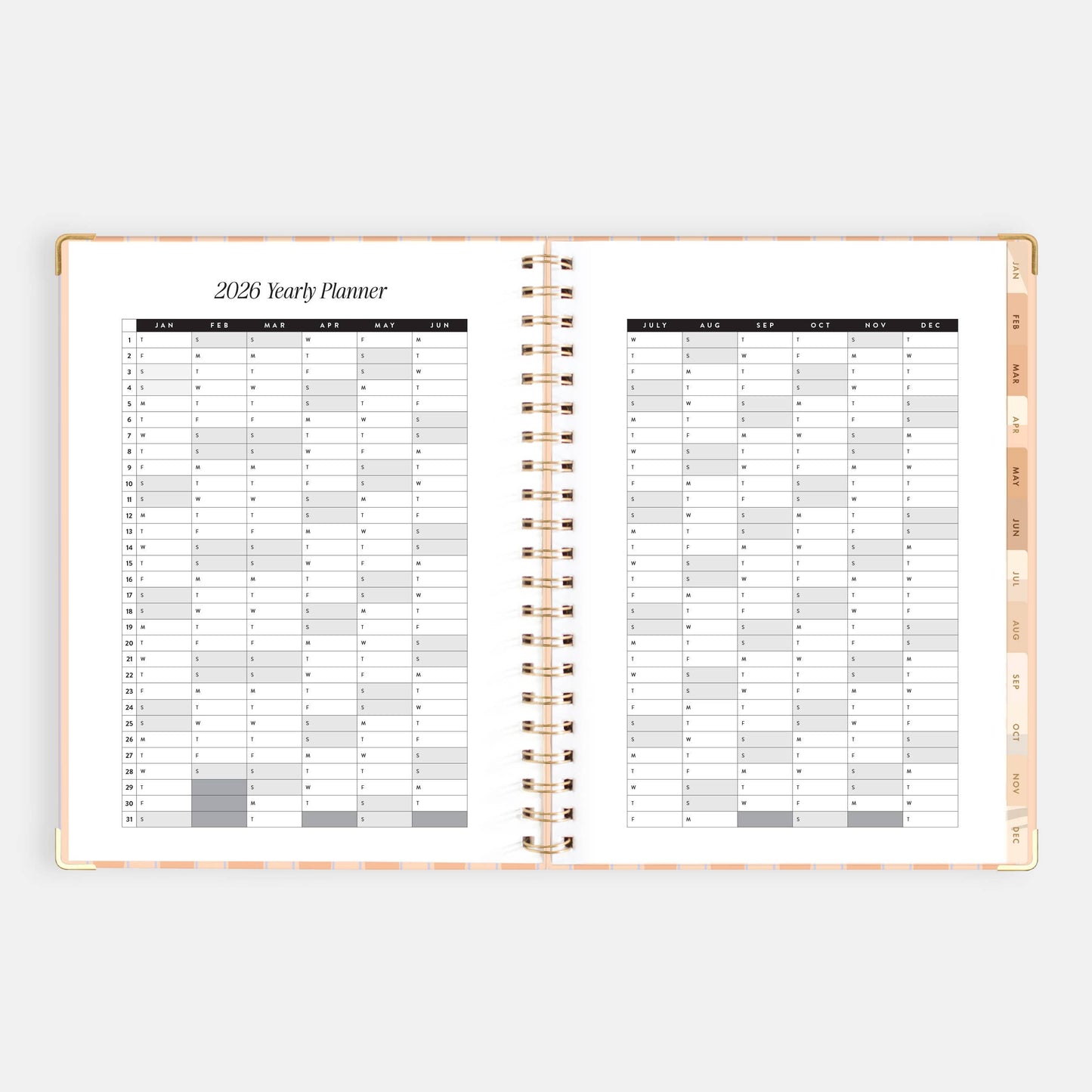 2026 Coral Stripe A4 Academic Vertical Spiral Planner