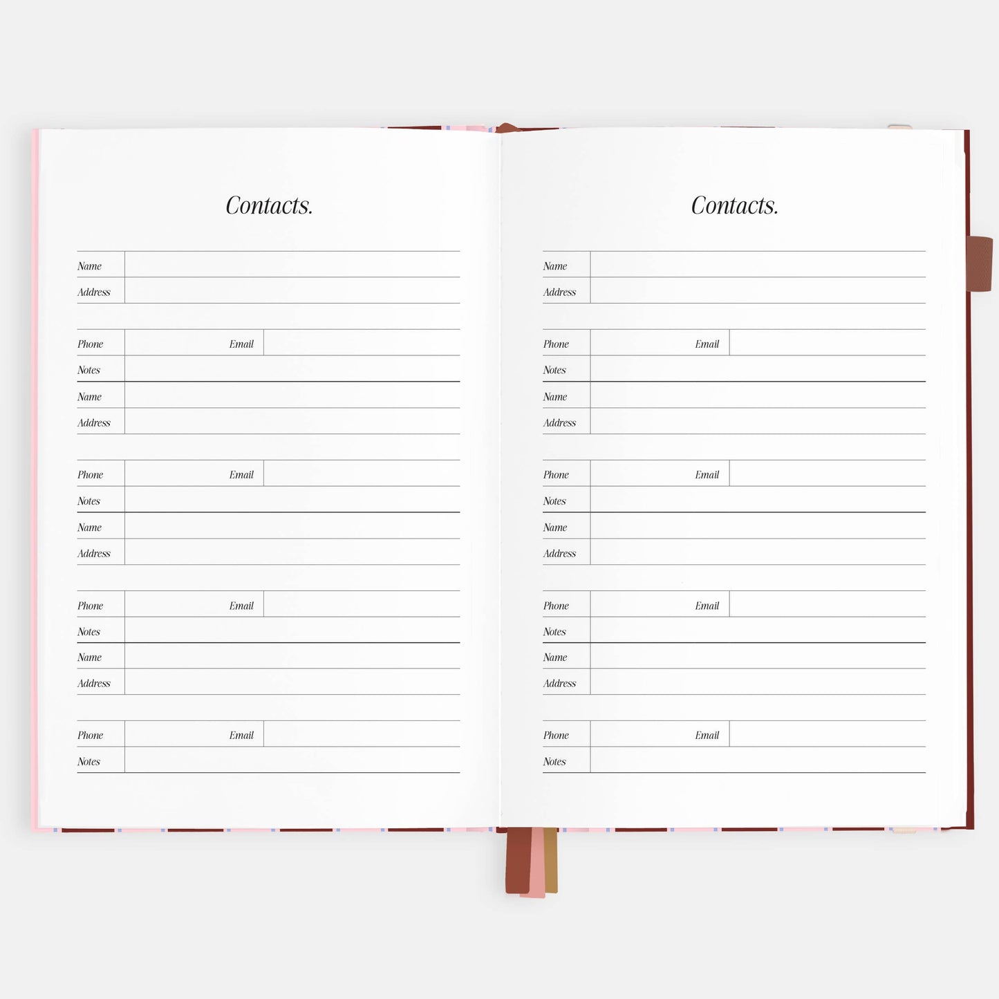 2026 Burgundy Stripe A5 Vertical Planner