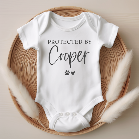 Personalised Loved/Protected by my Dog/Cat Baby Onesie