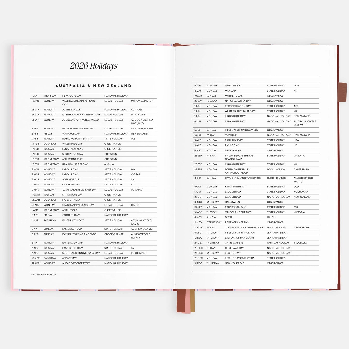 2026 Burgundy Stripe A5 Vertical Planner