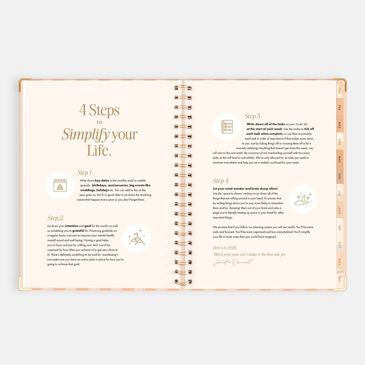 2026 Coral Stripe A4 Academic Vertical Spiral Planner