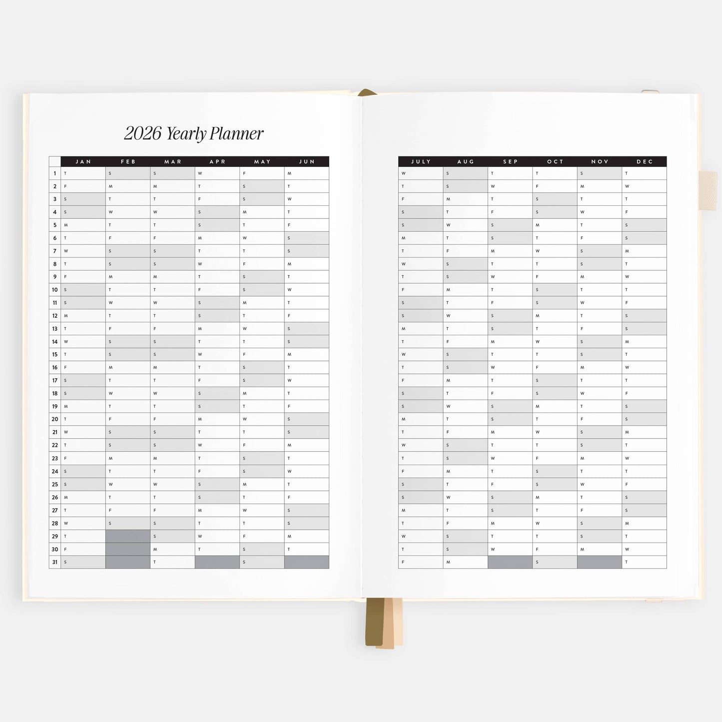 2026 Creme A5 Vertical Planner