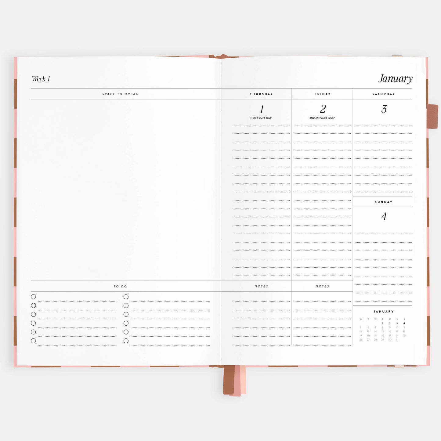 2026 Rose Check A5 Vertical Planner