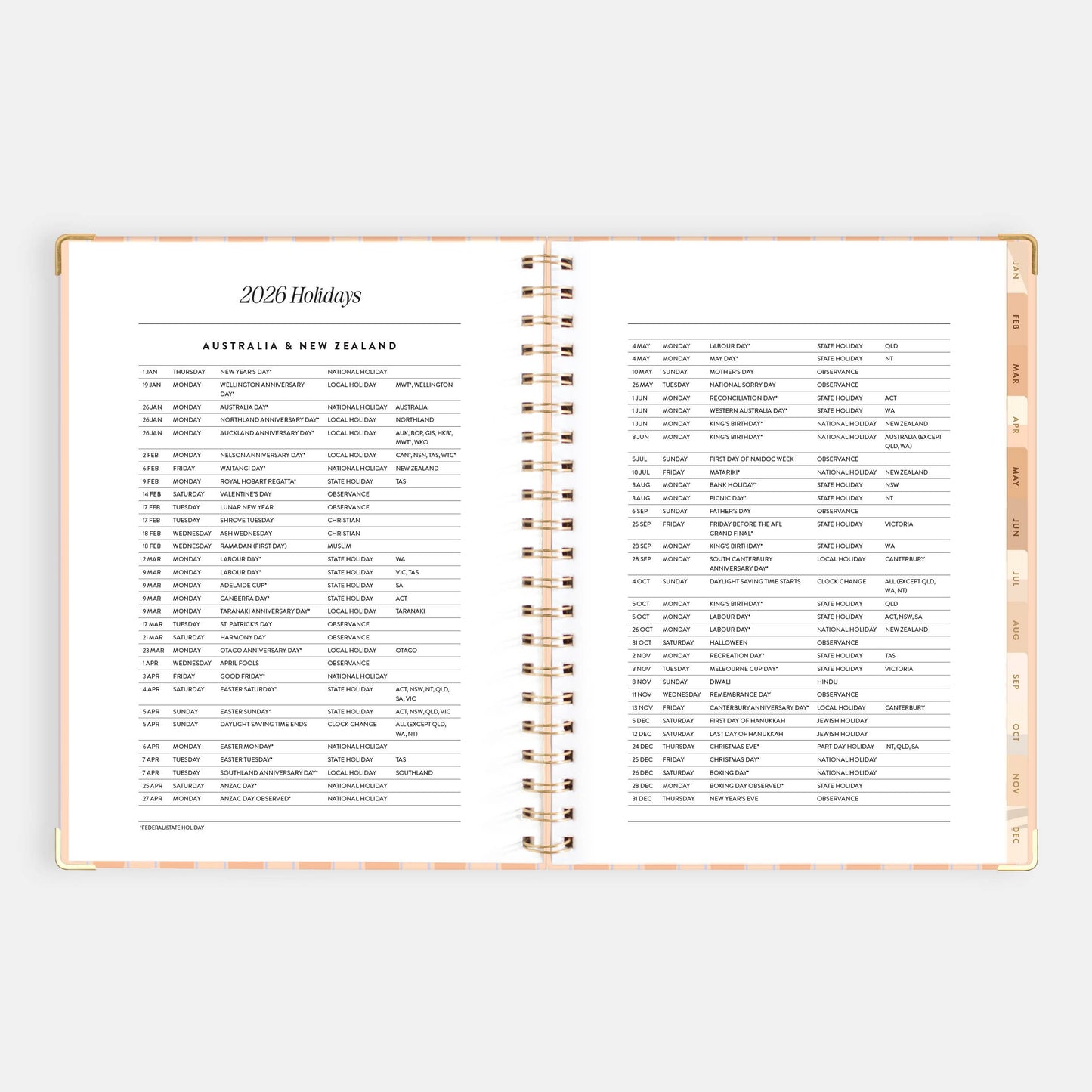 2026 Coral Stripe A4 Academic Vertical Spiral Planner