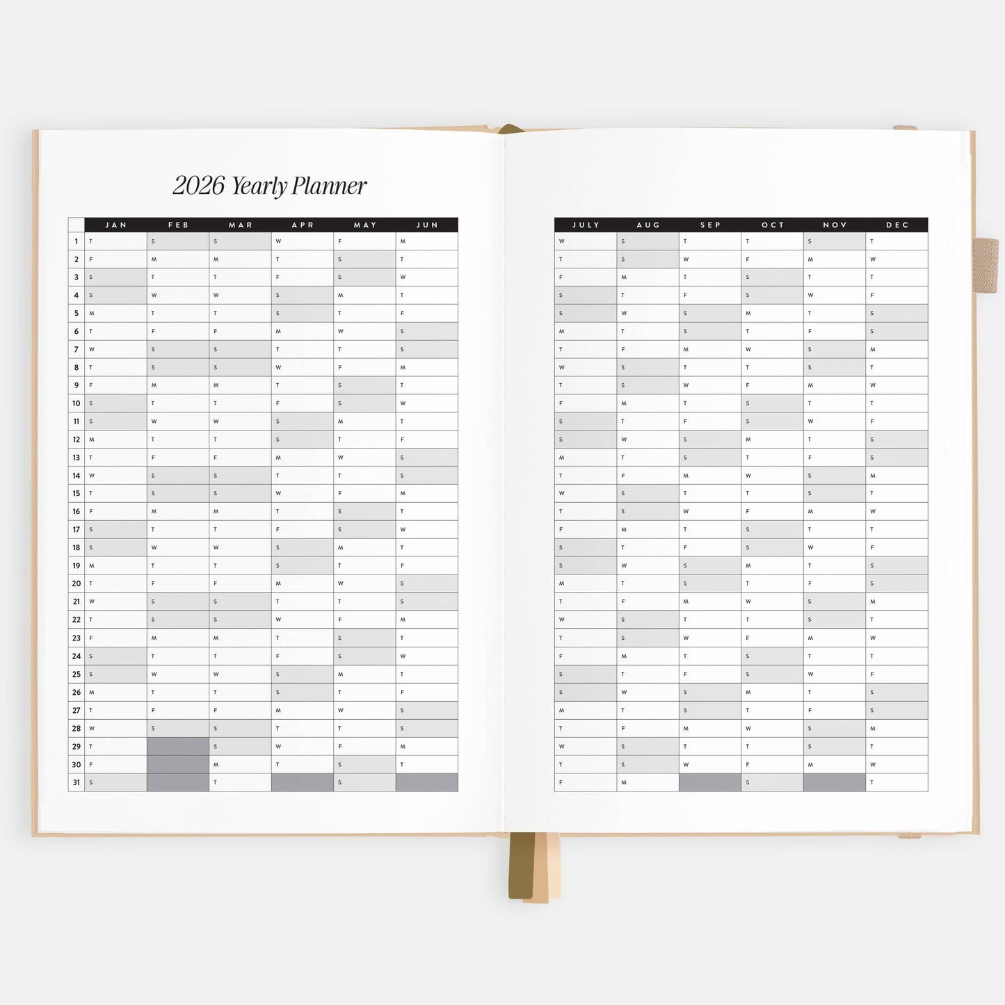 2026 Taupe A5 Horizontal Planner