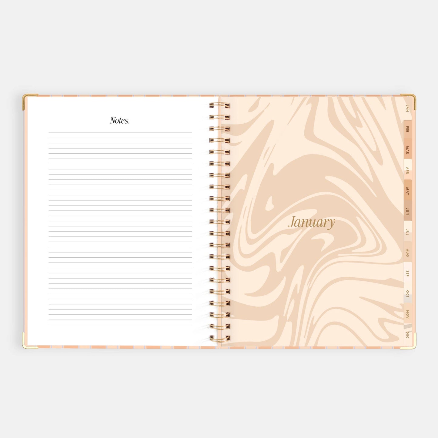 2026 Coral Stripe A4 Academic Vertical Spiral Planner