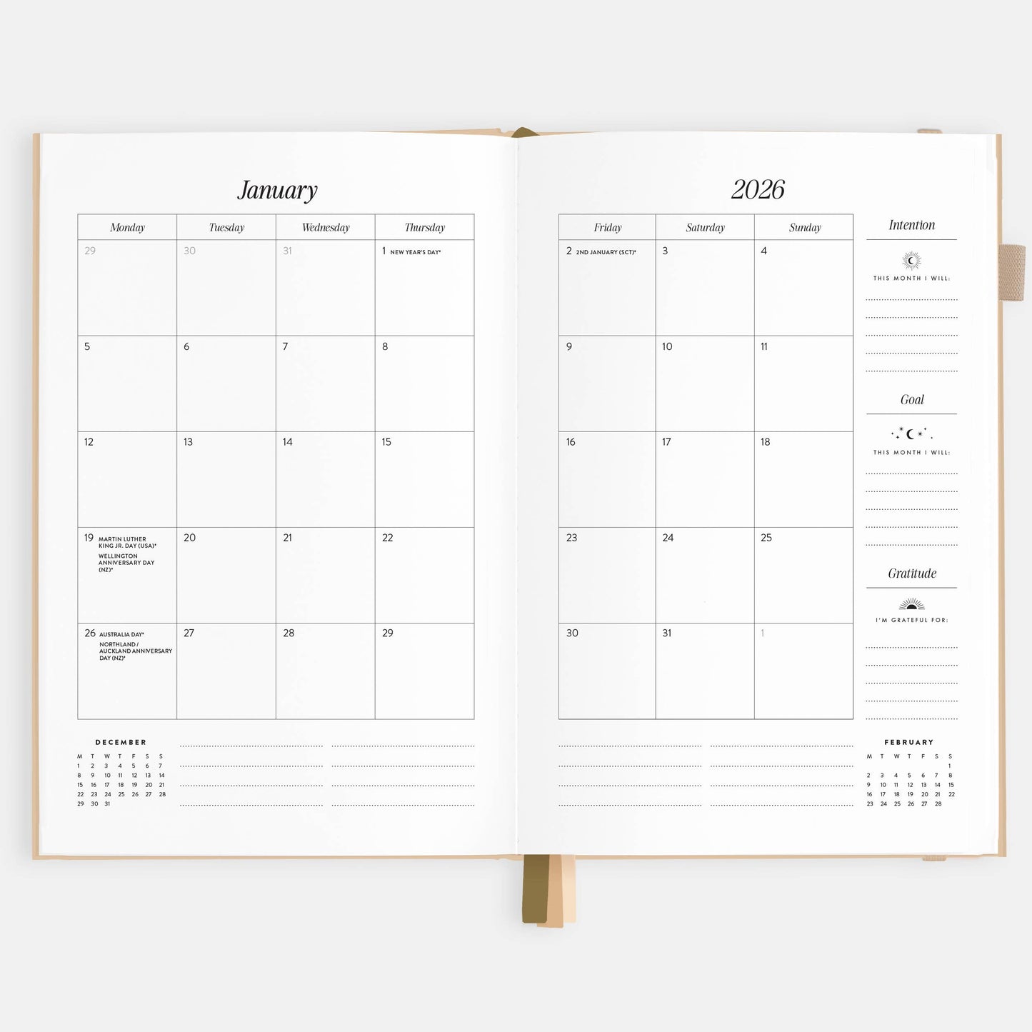2026 Taupe A5 Horizontal Planner