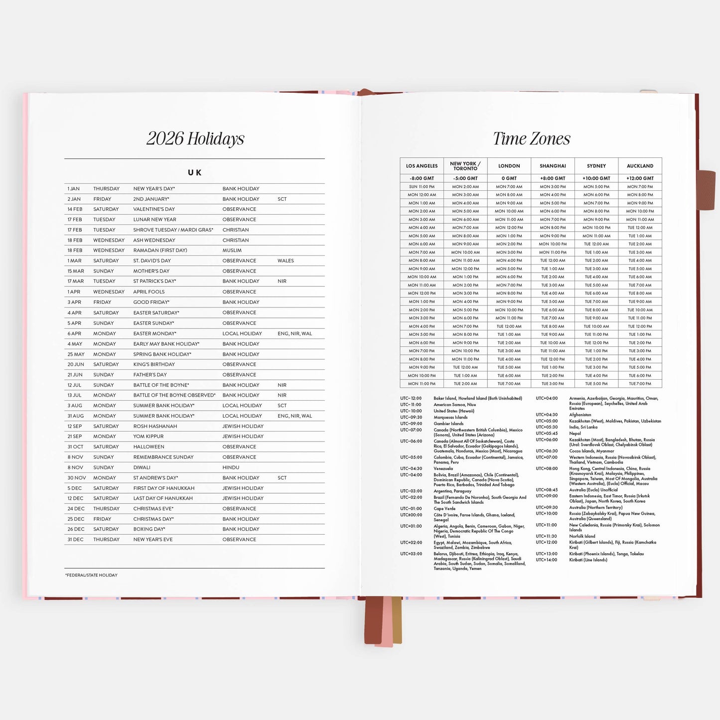 2026 Burgundy Stripe A5 Vertical Planner