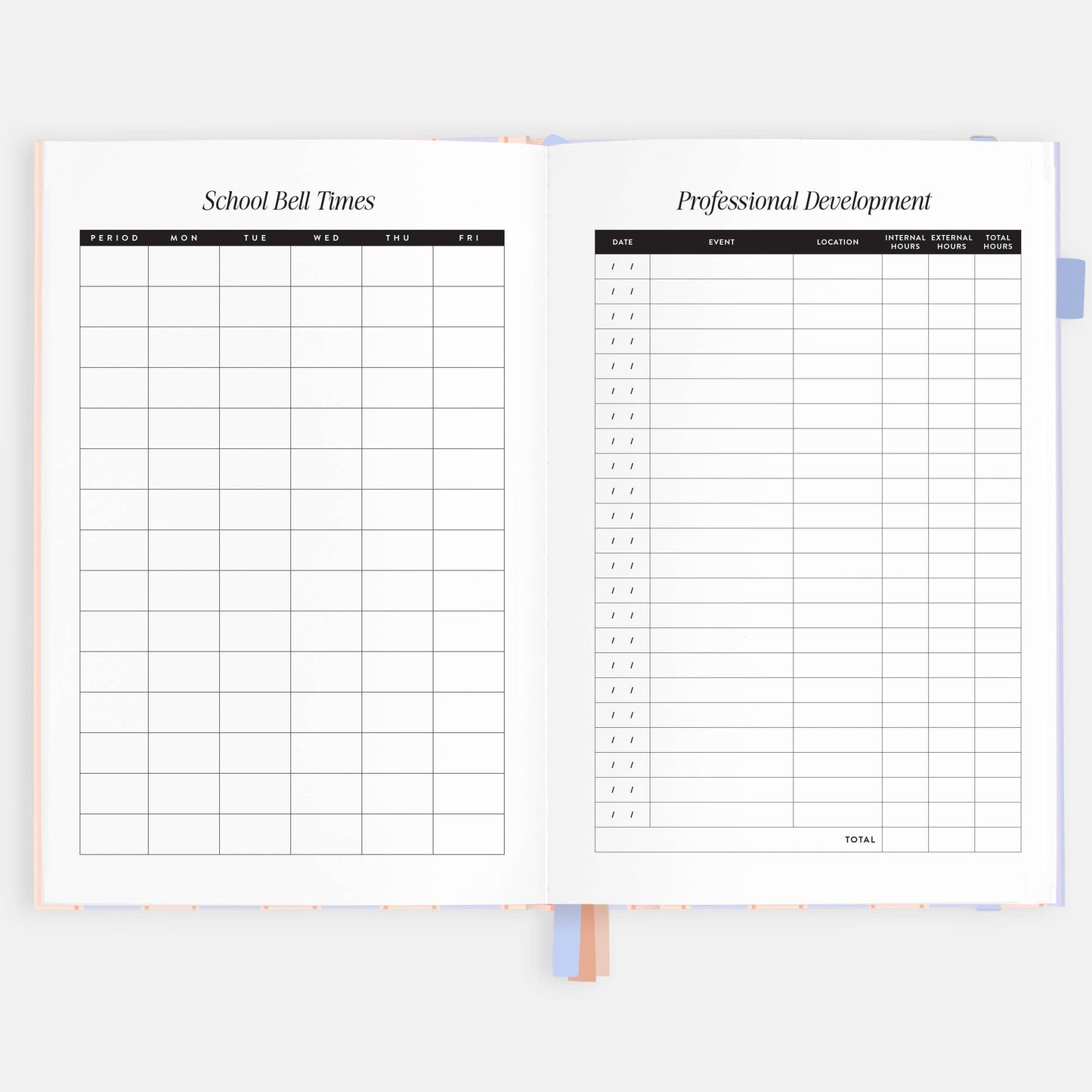 2026 Powder Stripe A5 Academic Vertical Planner