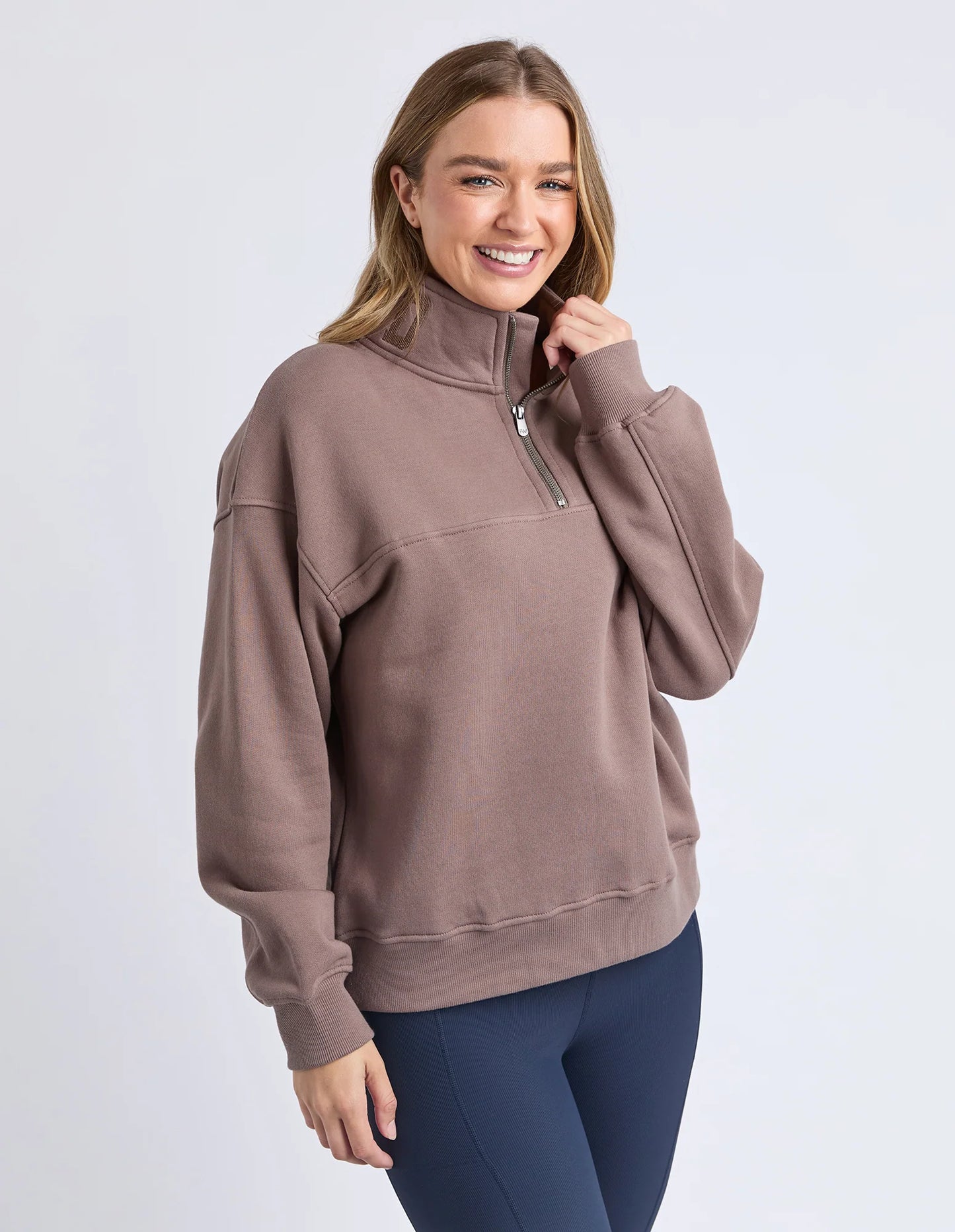 College Zip Crew Mocha