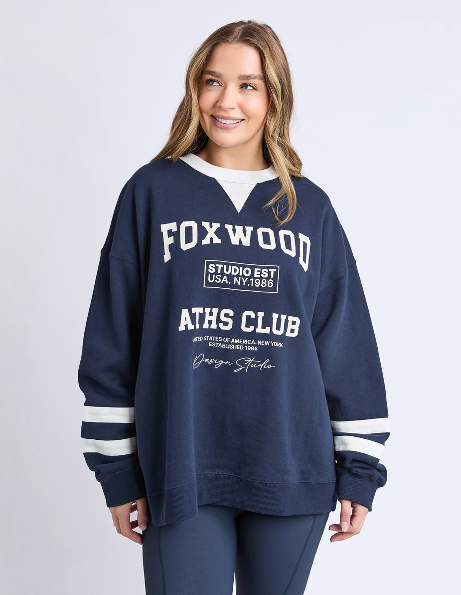 Club Life Oversized Crew Navy/White