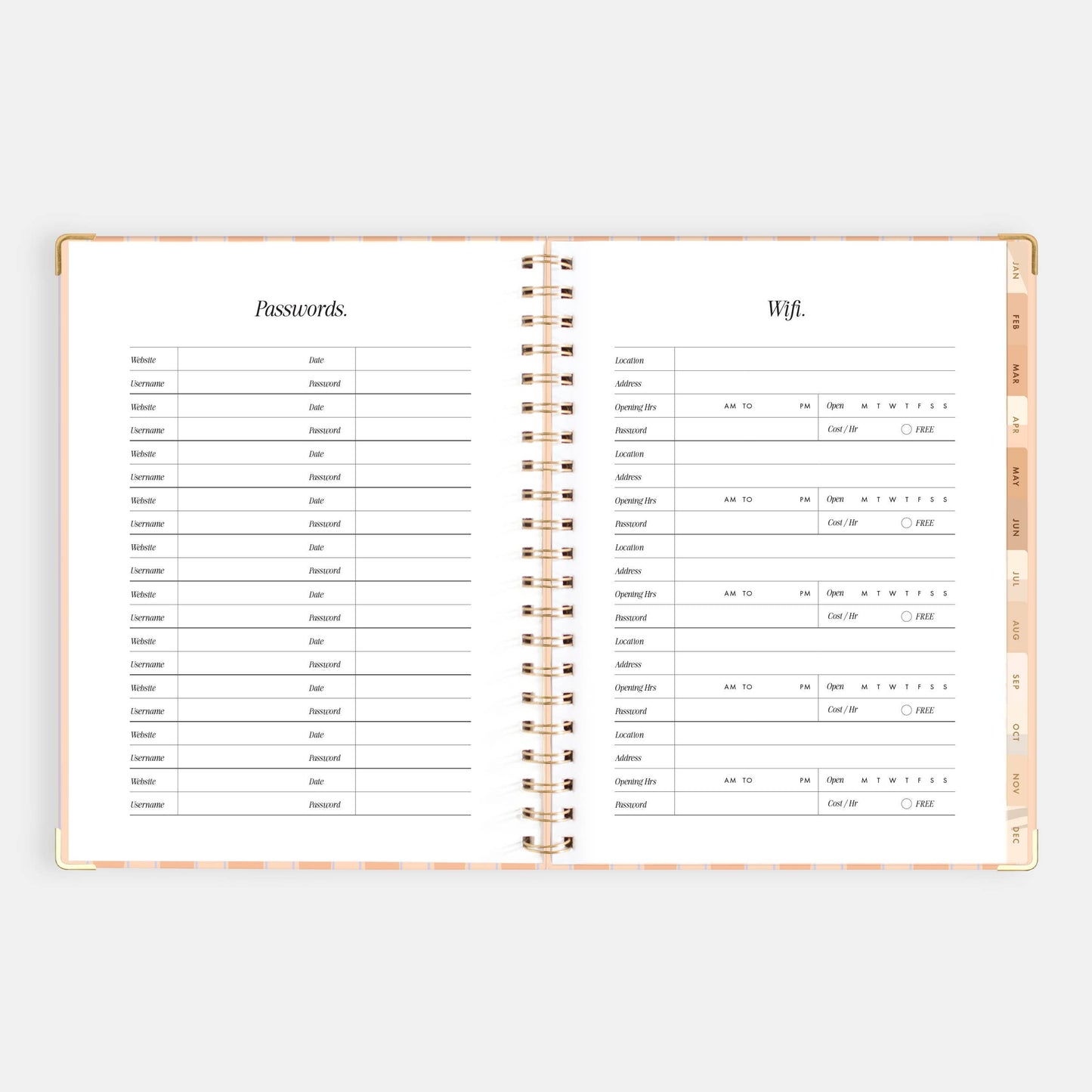 2026 Coral Stripe A4 Academic Vertical Spiral Planner