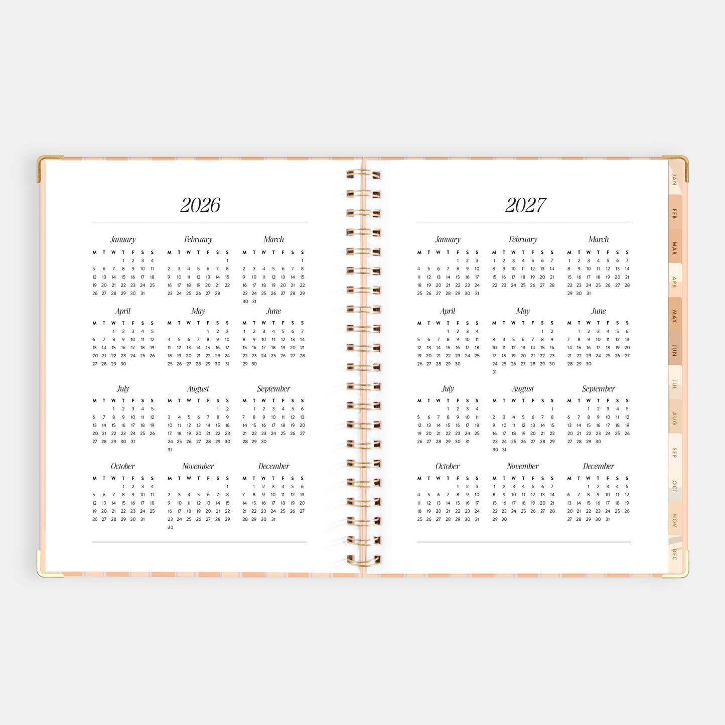 2026 Coral Stripe A4 Academic Vertical Spiral Planner