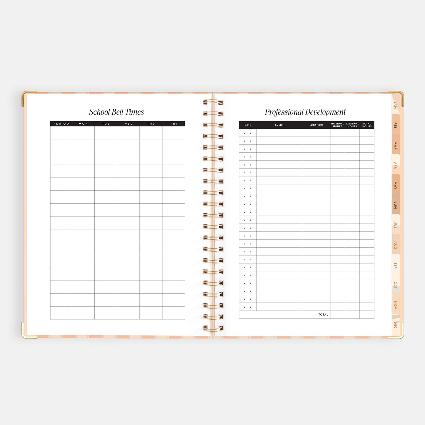 2026 Coral Stripe A4 Academic Vertical Spiral Planner