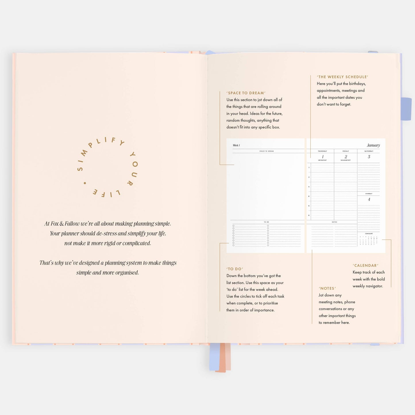2026 Powder Stripe A5 Academic Vertical Planner