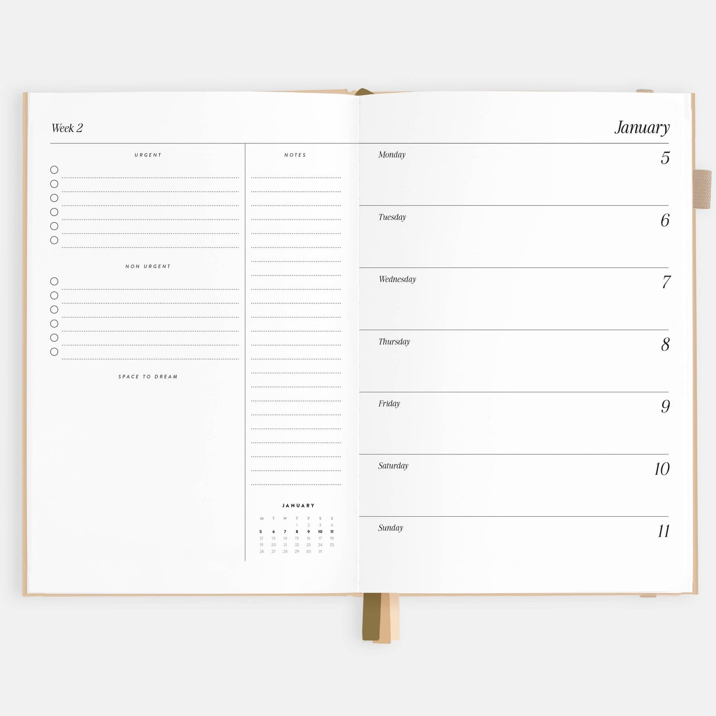 2026 Taupe A5 Horizontal Planner