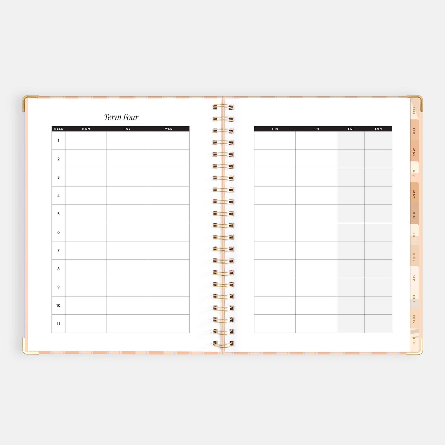 2026 Coral Stripe A4 Academic Vertical Spiral Planner