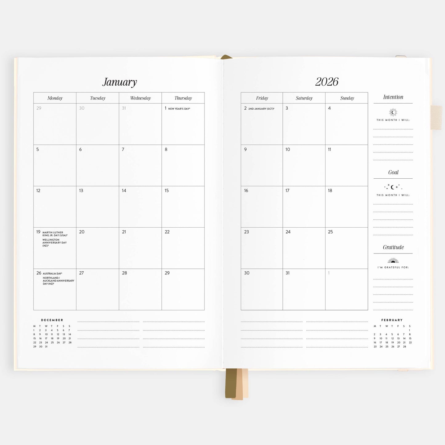 2026 Creme A5 Vertical Planner