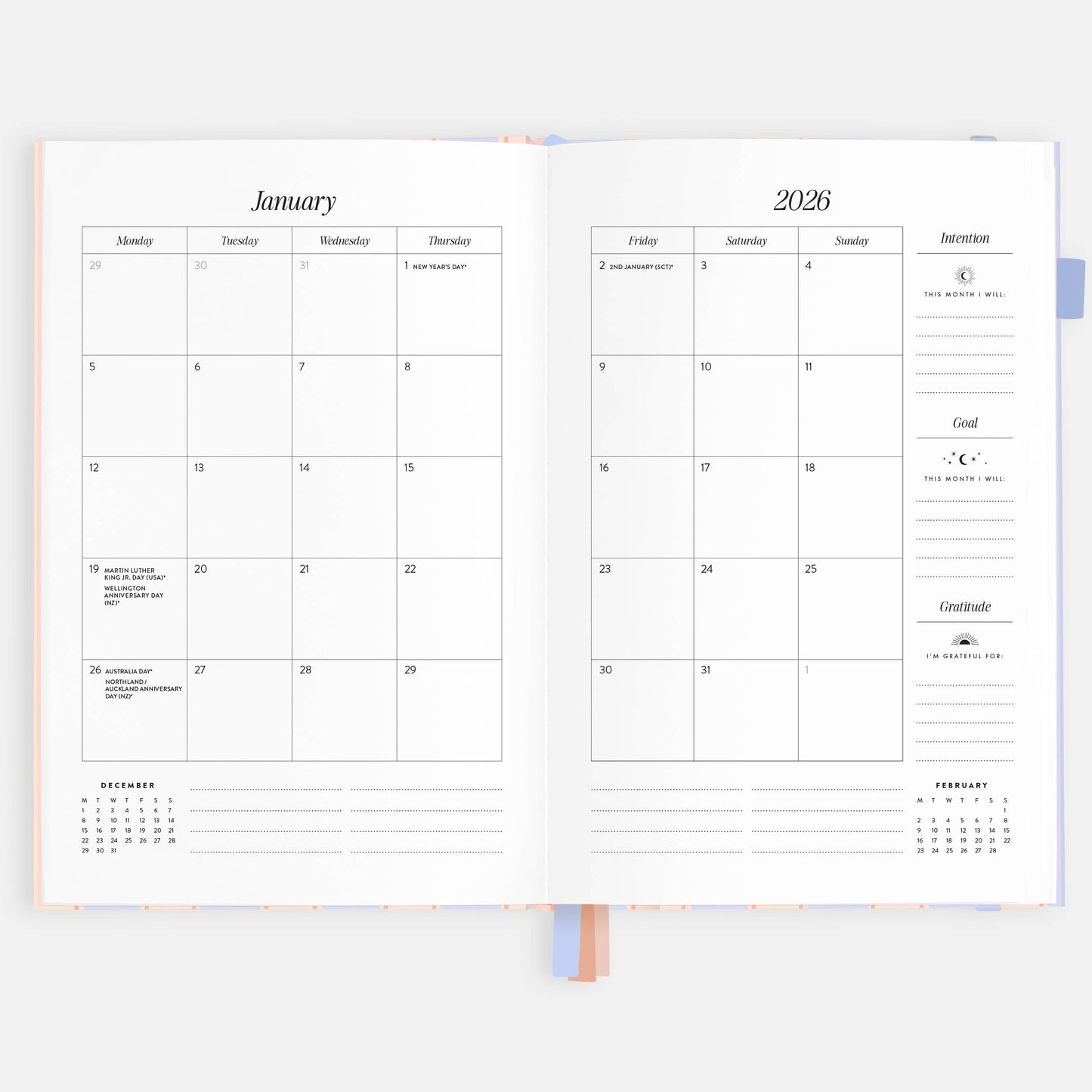 2026 Powder Stripe A5 Academic Vertical Planner
