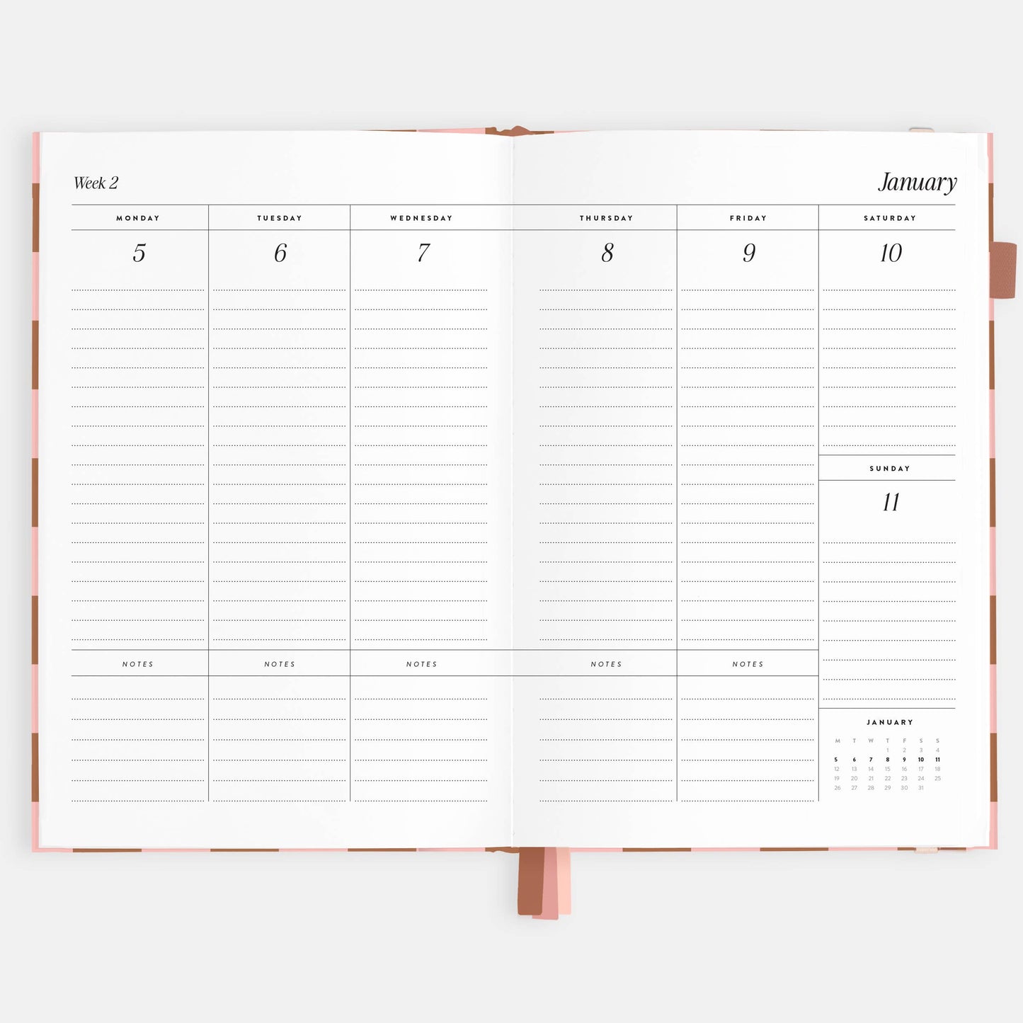 2026 Rose Check A5 Vertical Planner