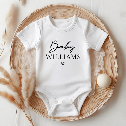 Customisable Baby Last Name Announcement Onesie