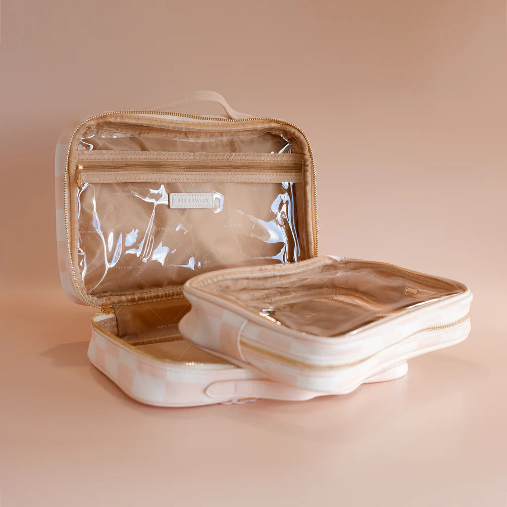 Salmon Check Cosmetic Bag