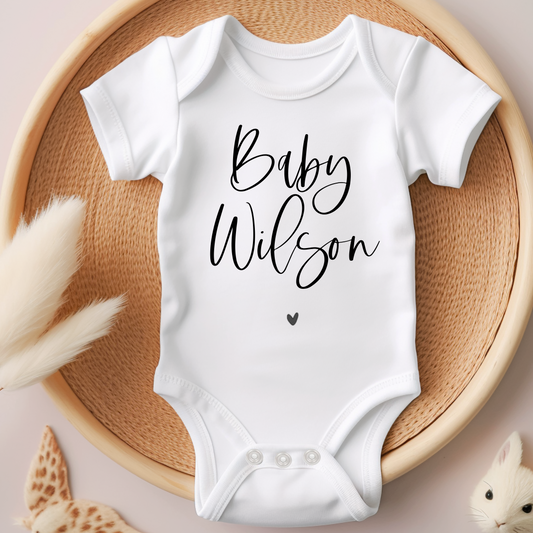Customisable Baby Last Name Announcement Onesie