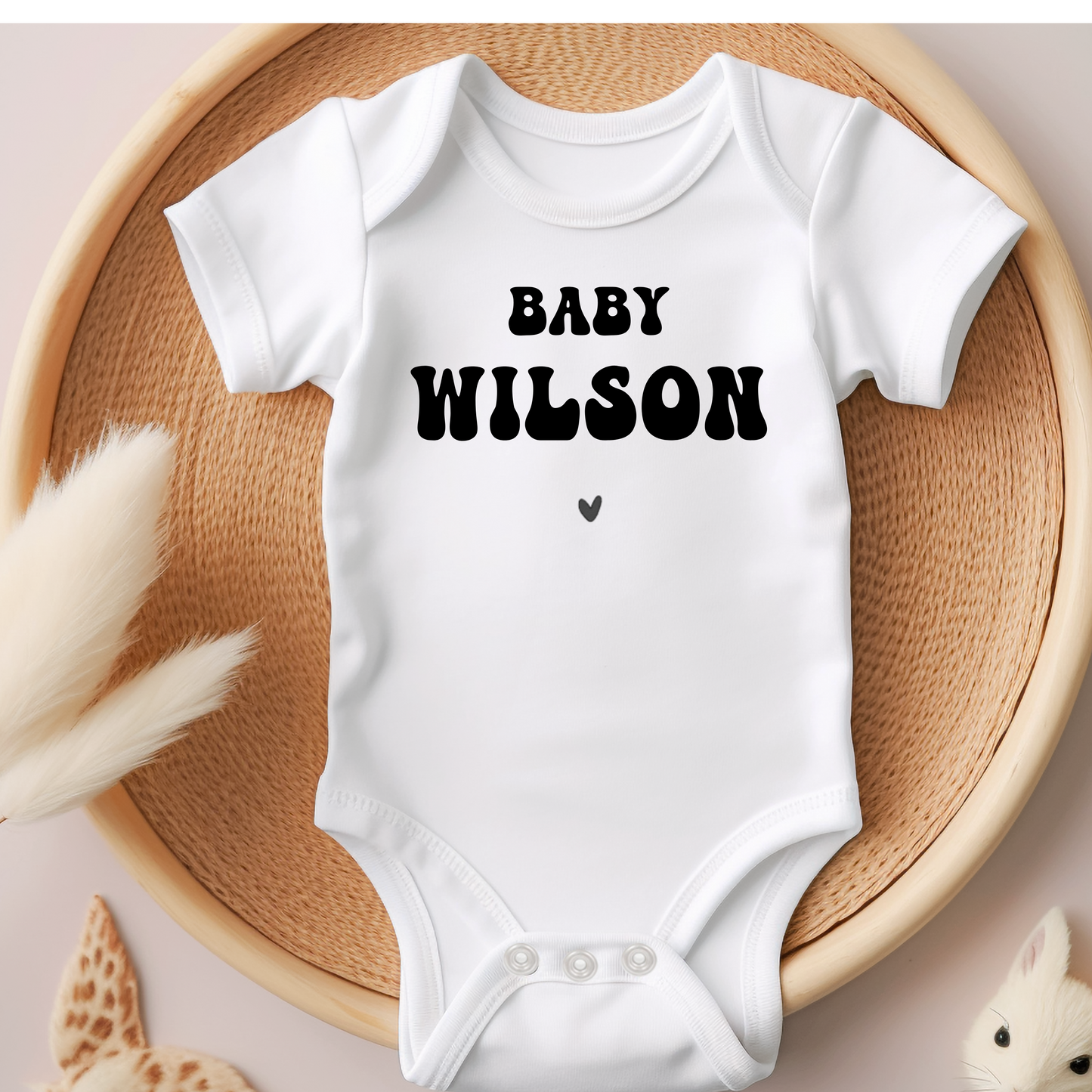 Customisable Baby Last Name Announcement Onesie (Fun Font)