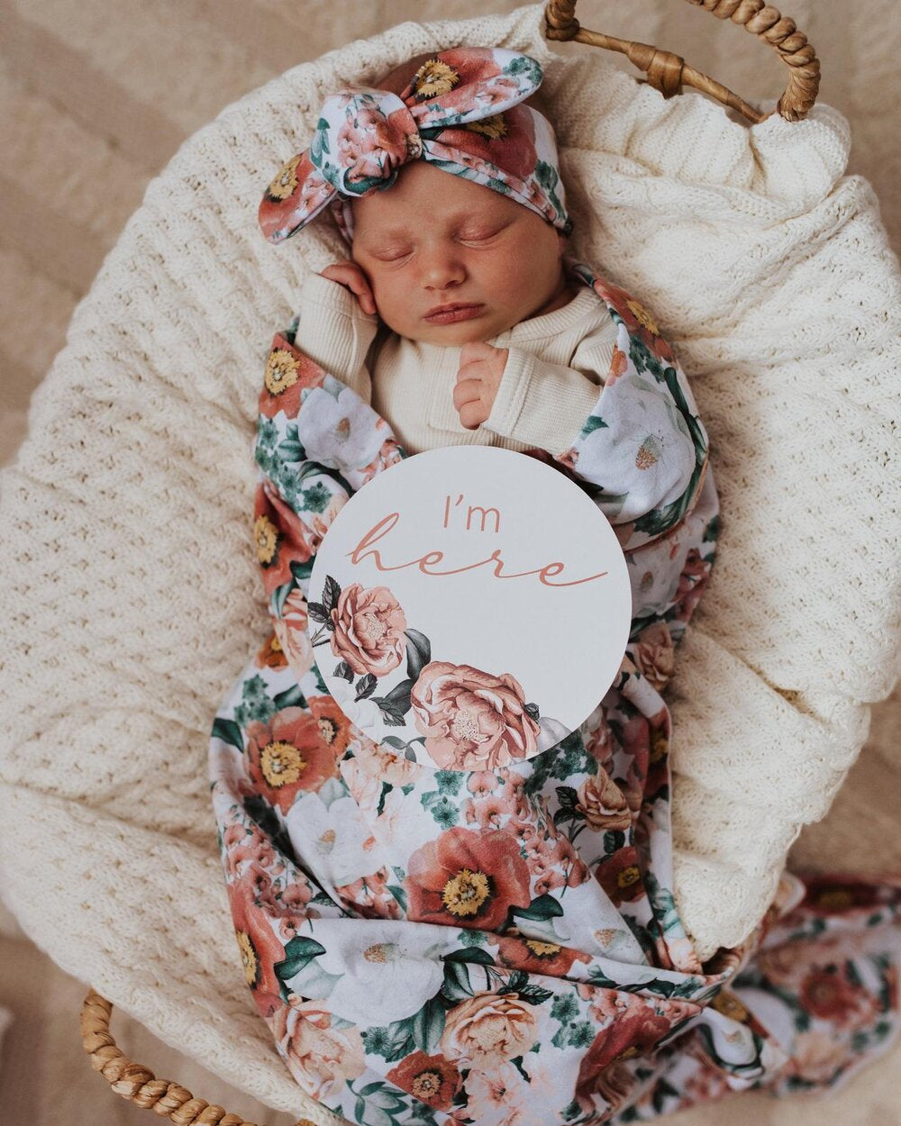 Florence Baby Jersey Wrap & Topknot Set