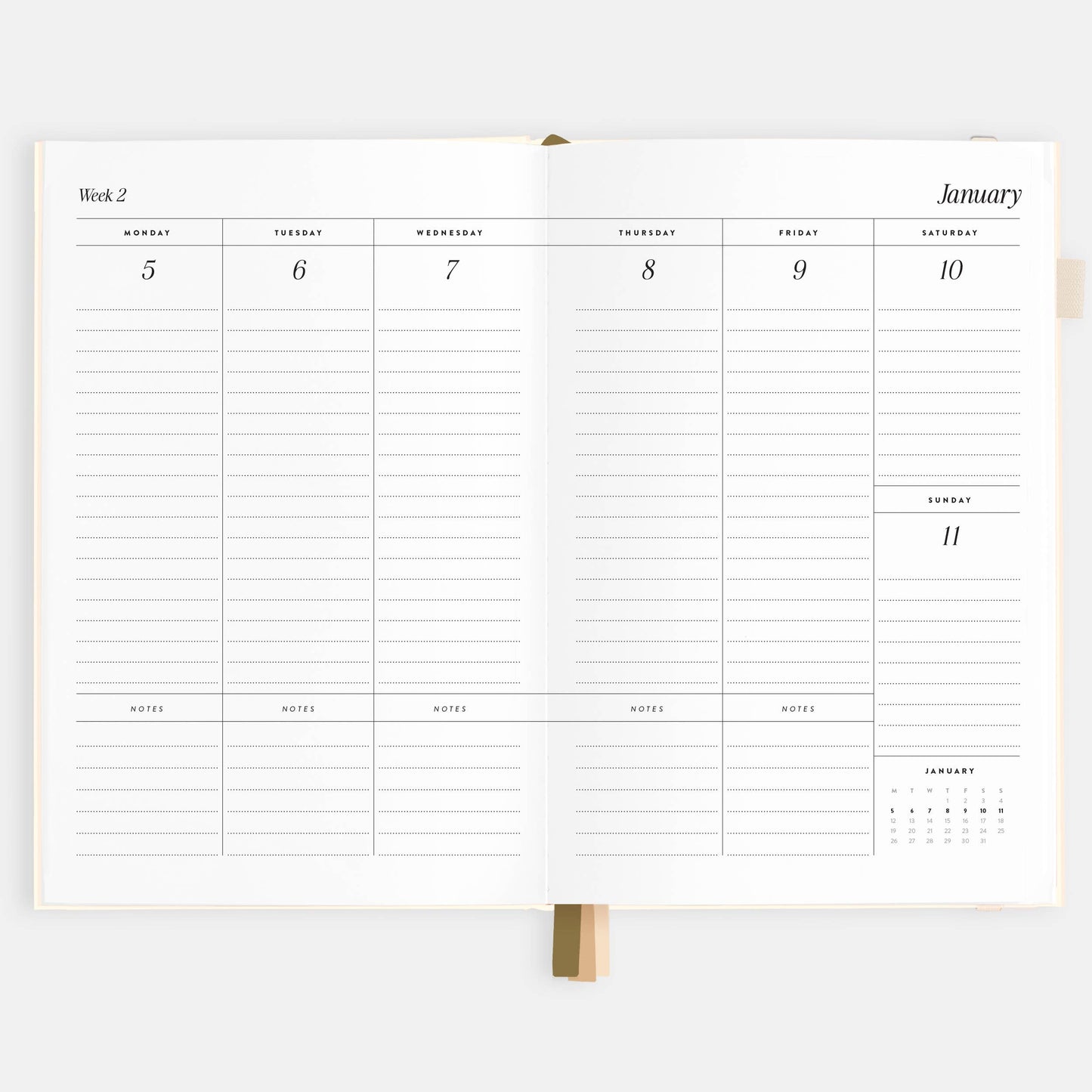 2026 Creme A5 Vertical Planner