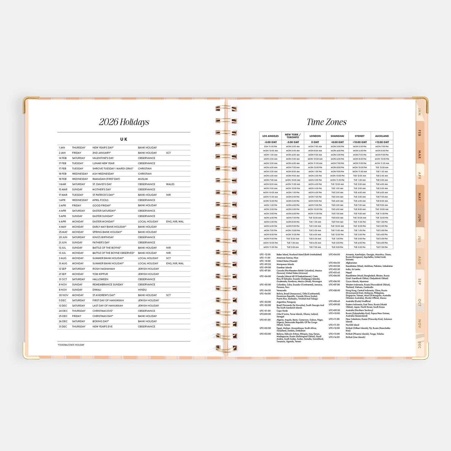2026 Coral Stripe A4 Academic Vertical Spiral Planner