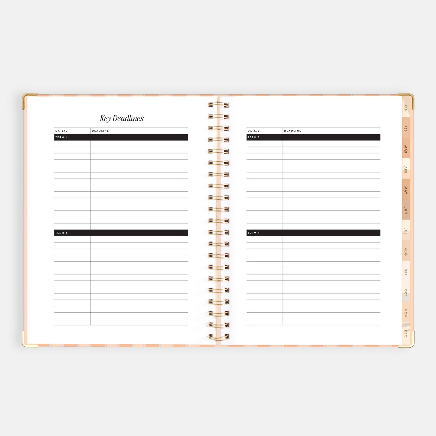 2026 Coral Stripe A4 Academic Vertical Spiral Planner