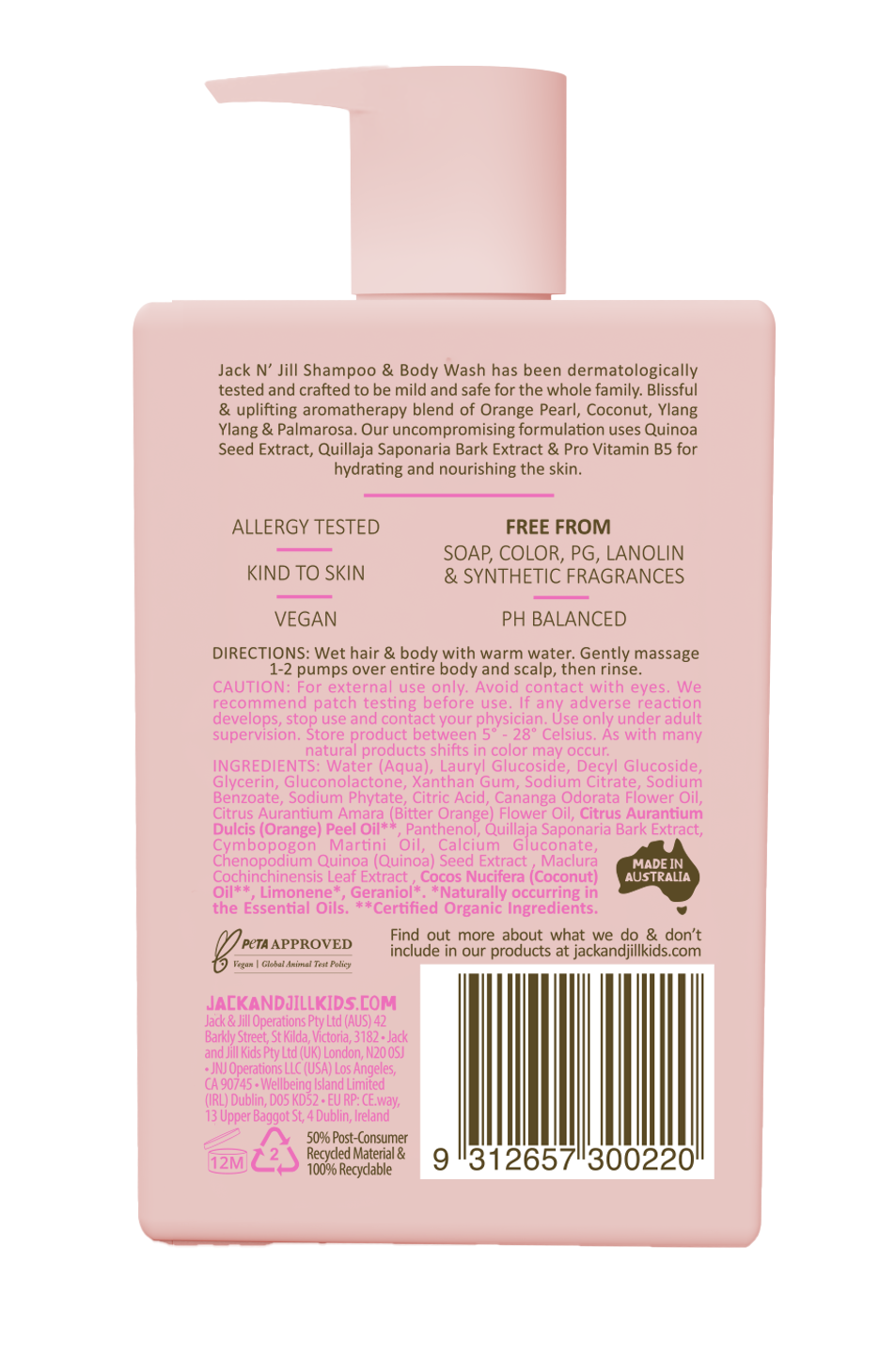 Shampoo & Body Wash - Natural 300mL