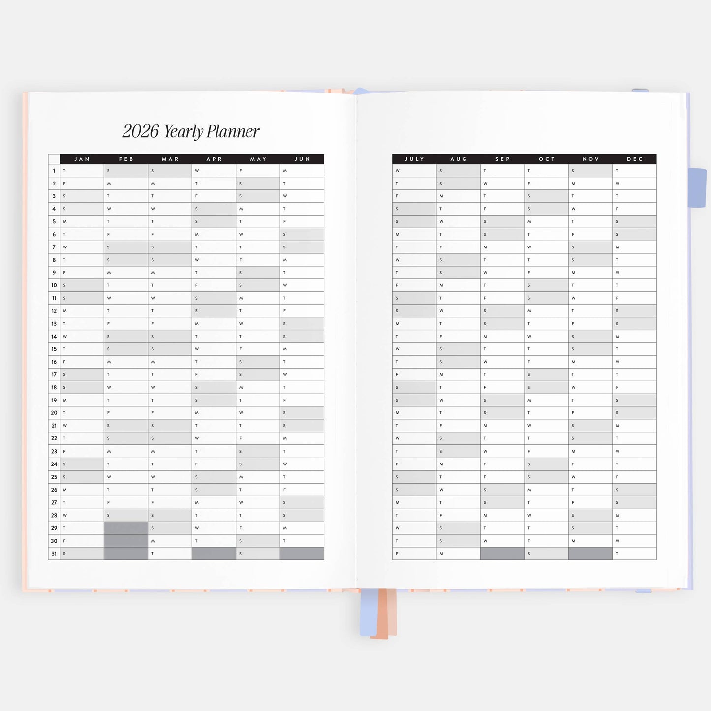2026 Powder Stripe A5 Academic Vertical Planner