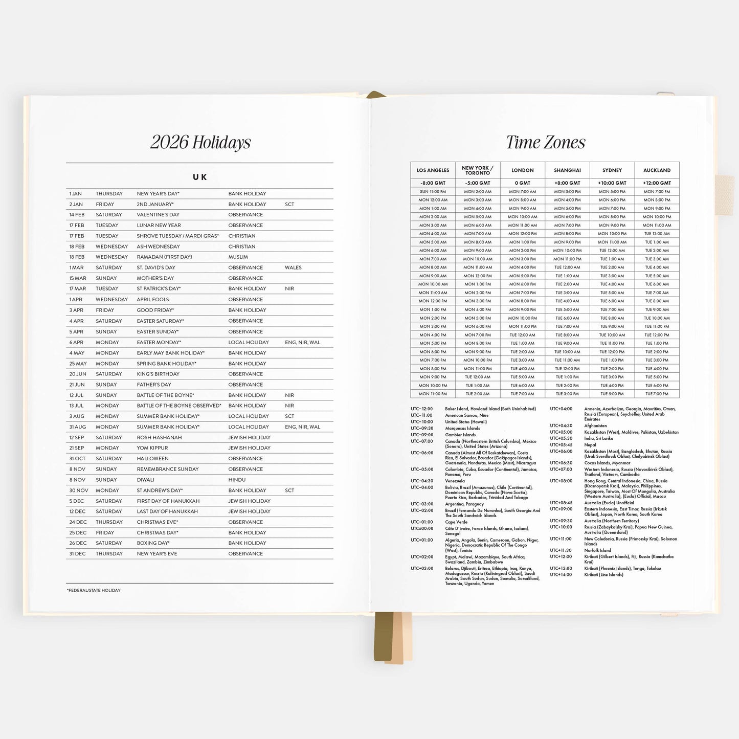 2026 Creme A5 Vertical Planner