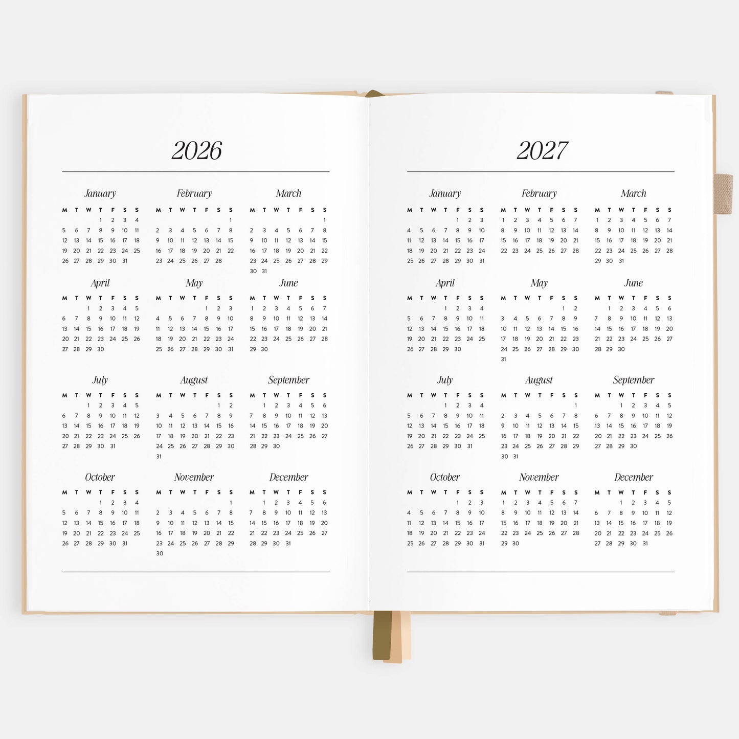 2026 Taupe A5 Horizontal Planner
