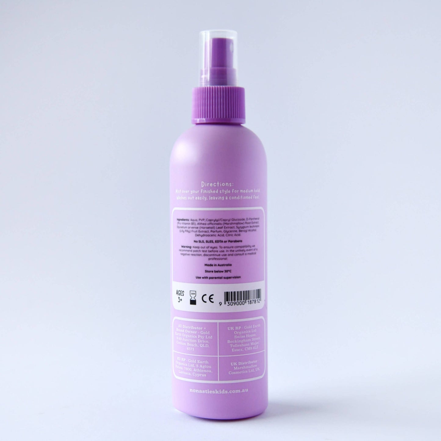 no nasties kids - Natural Alcohol Free Hair Spray in Lavender and Fresh Lime