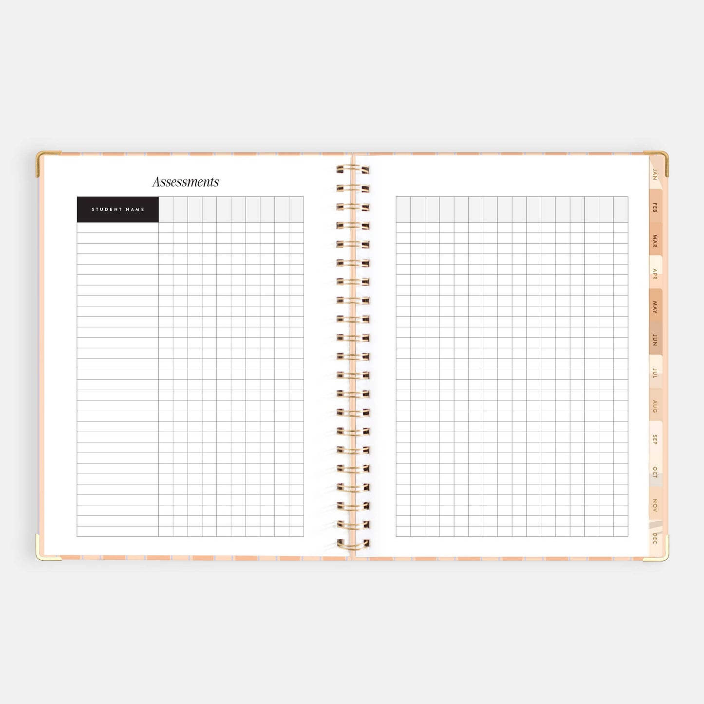 2026 Coral Stripe A4 Academic Vertical Spiral Planner