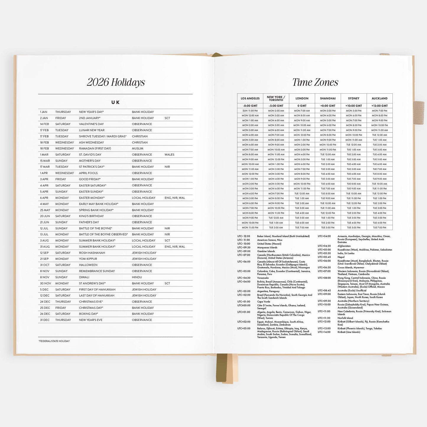 2026 Taupe A5 Horizontal Planner