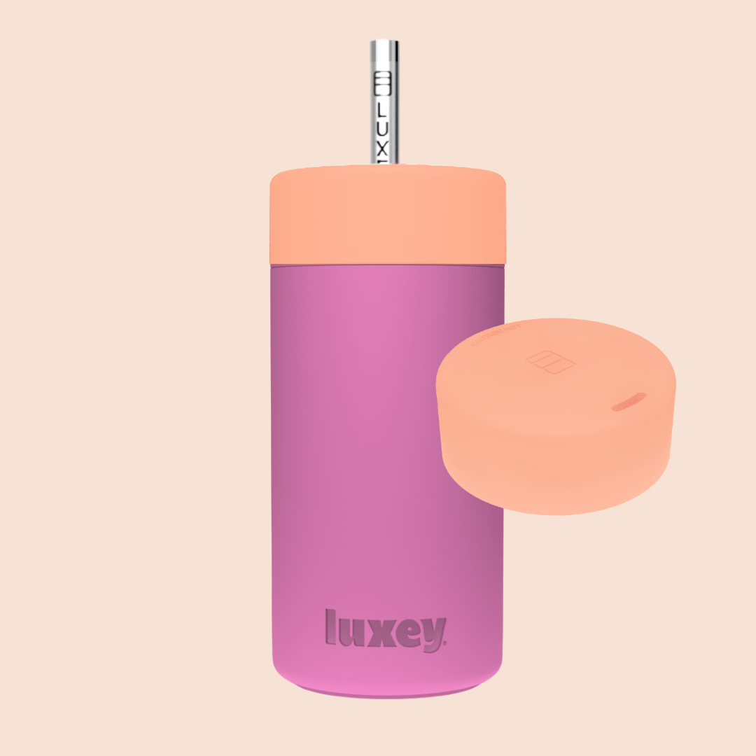 Luxey Cup - POMEGRANATE - Duo Switch Stainless Steel Cup 12oz: NEON PAPAYA