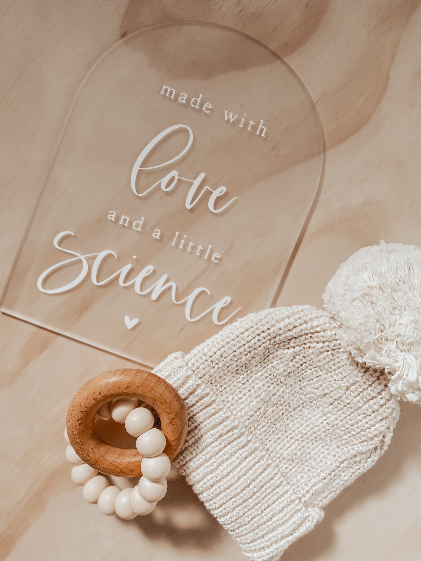 ‘Made with love and a little science’ Announcement Plaque