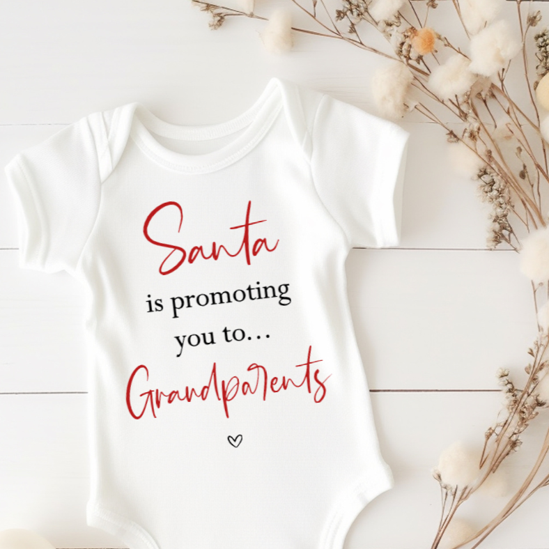 Customisable Santa is promoting you... Pregnancy Announcement Onesie