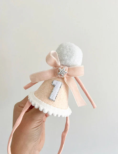 Peach bow felt Birthday Party Hat