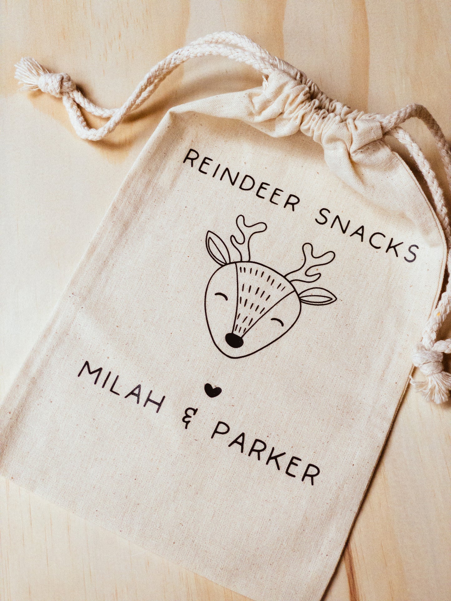 Reindeer Snack Drawstring Bag