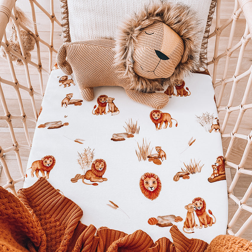 Lion Fitted Jersey Bassinet Sheet/Change Pad Cover