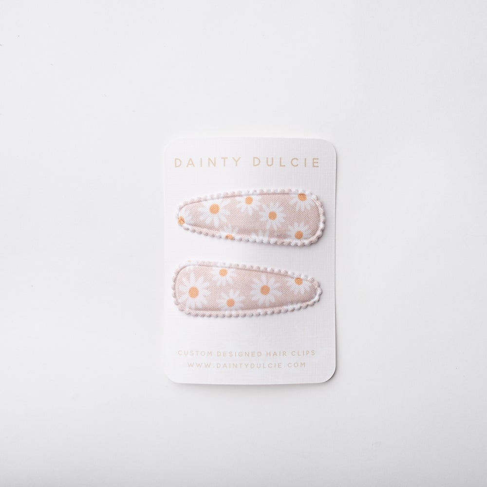 'Marguerite' Blush Beige Fabric Hair Clips