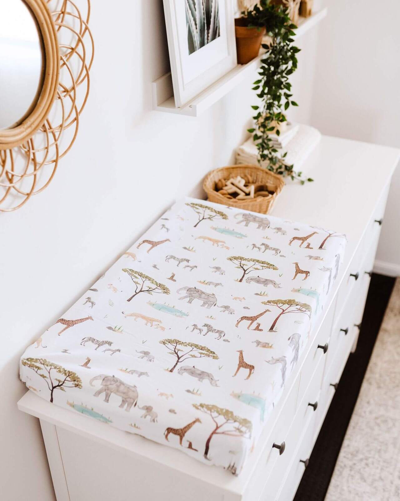 Safari Fitted Jersey Bassinet Sheet/Change Pad Cover