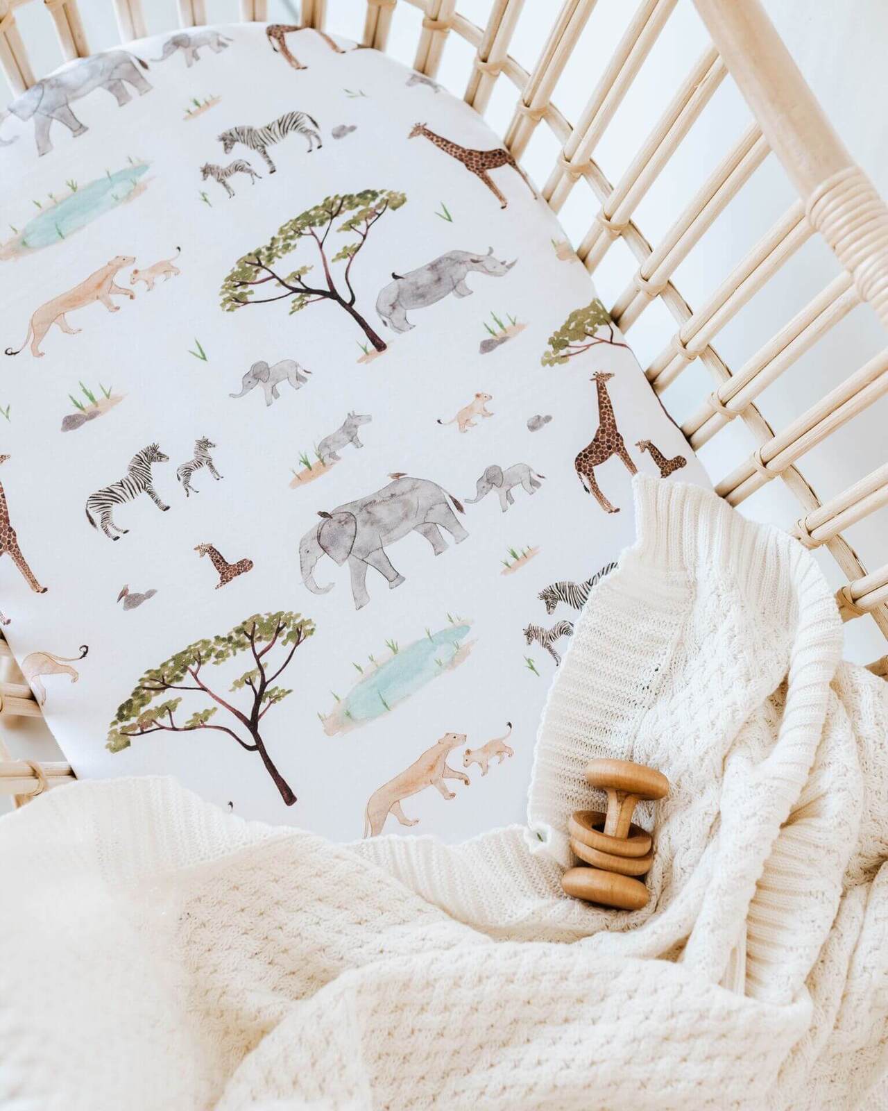 Safari Fitted Jersey Bassinet Sheet/Change Pad Cover
