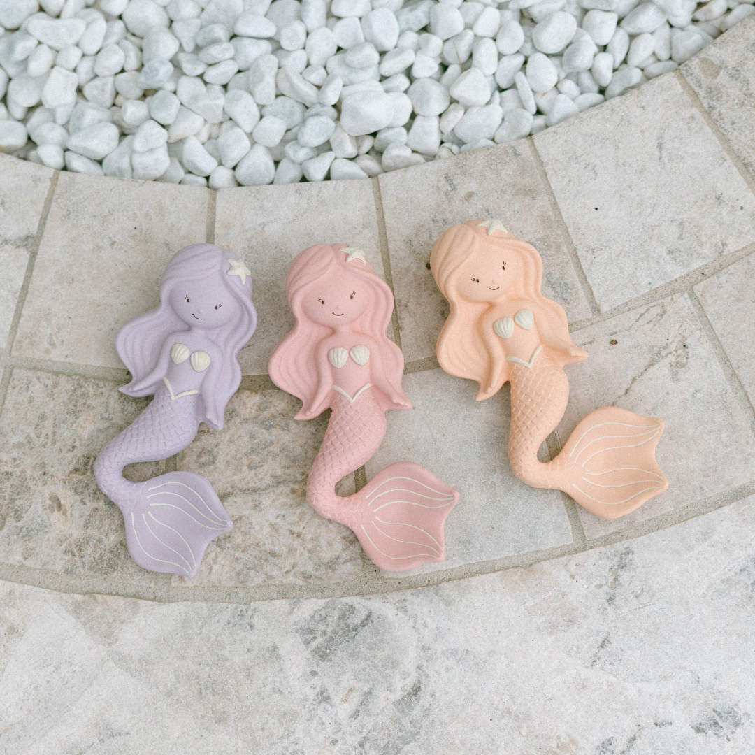 Maeve the Mermaid Natural Rubber Teether: Peach
